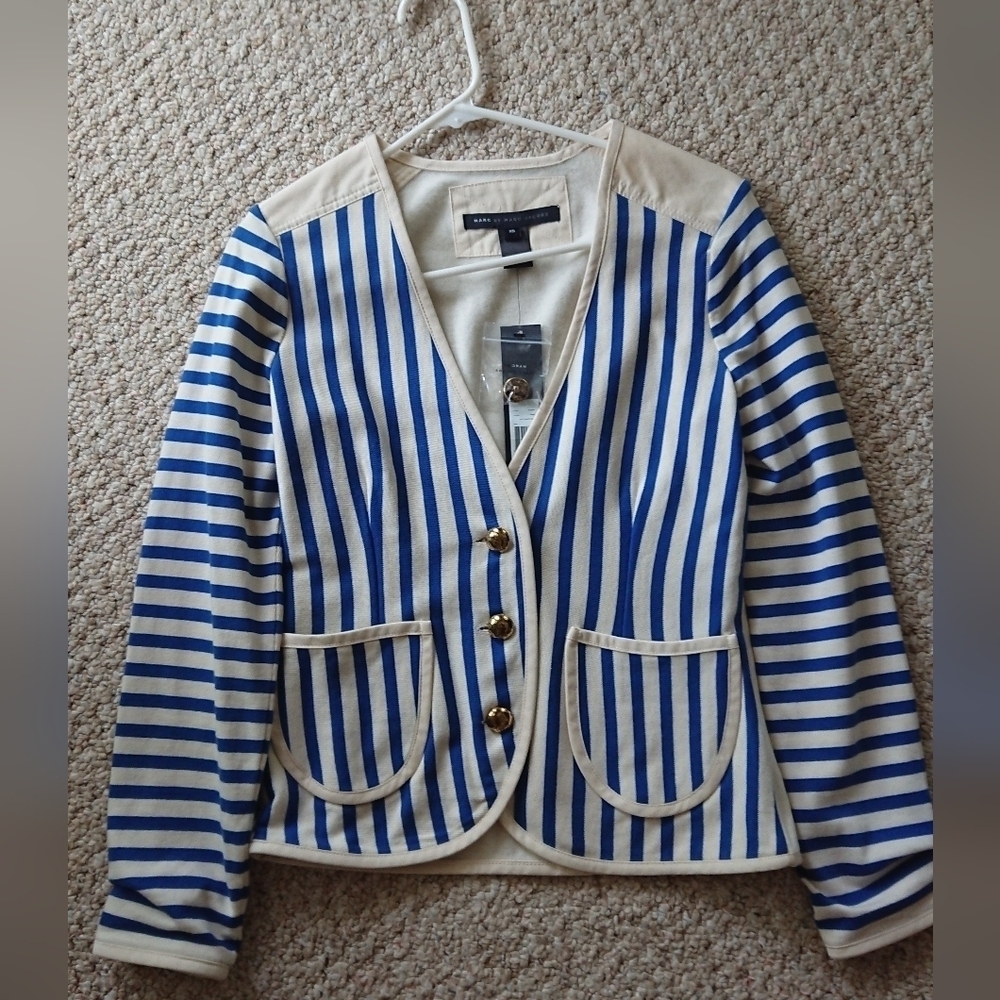 Marc by Marc Jacobs Nautical Theme Dusty White Multi Striped Blazer size XS